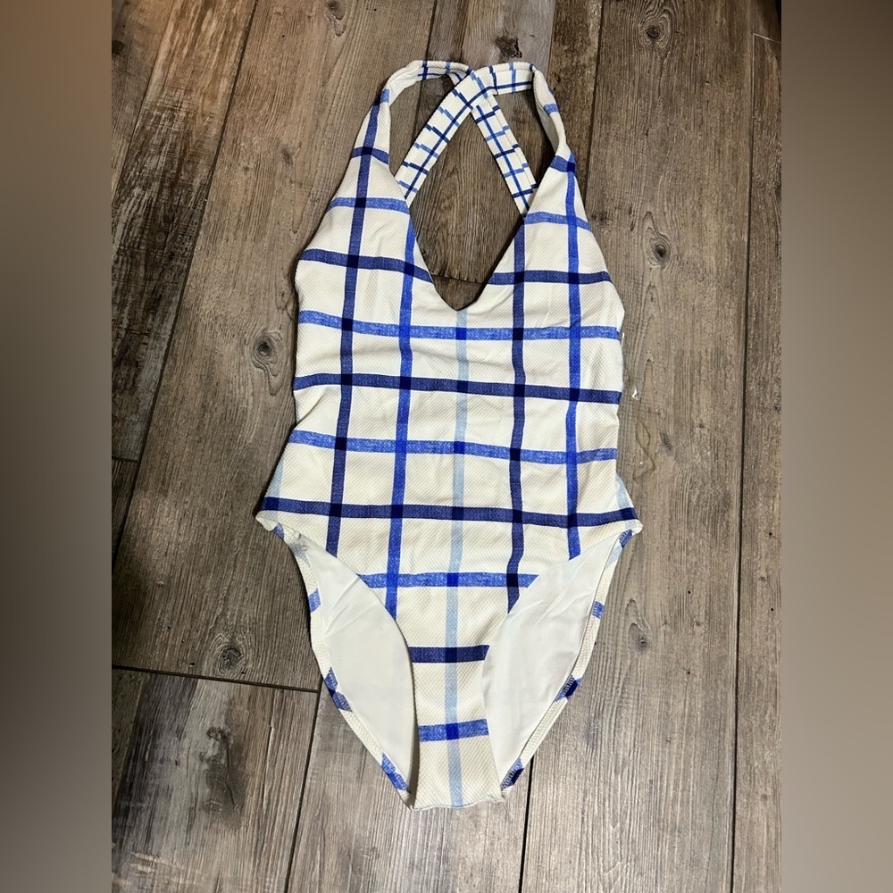 Red Carter Key Biscayne Alice one-piece swimsuit Blu & white checkered plaid